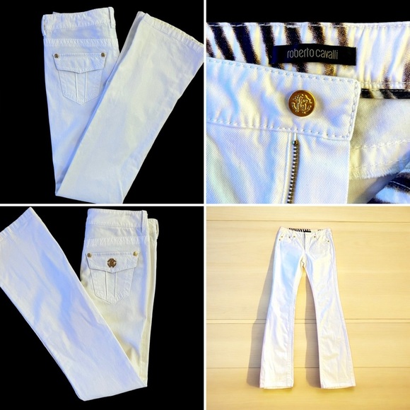 VINTAGE Roberto Cavalli couture jeans Wide legged Boot cut Gorgeous gold accents - Picture 6 of 16